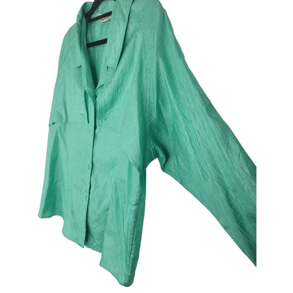 Diane Von Furstenberg Vintage Blouse 20 Womens Plus Size Green Button Front - Picture 3 of 7